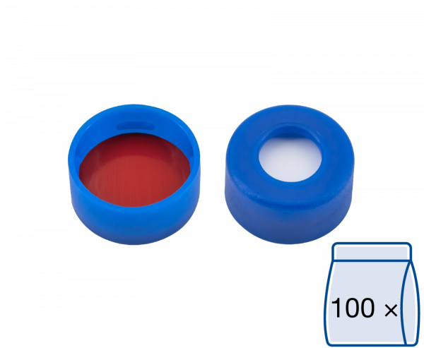 Snap ring closure, N 11, PE(hard), blue, center hole, Silicone w./PTFE red,1.0mm