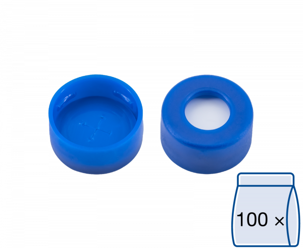 Snap ring closure, N 11,PE(hard),blue, c.hole,Sil. w./PTFE blue,cross-slit,1.0mm