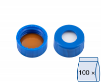 Screw closure, N 9,PP,blue,c. hole,Sili. w./Polyimide orange,1.0mm,fluorine-free