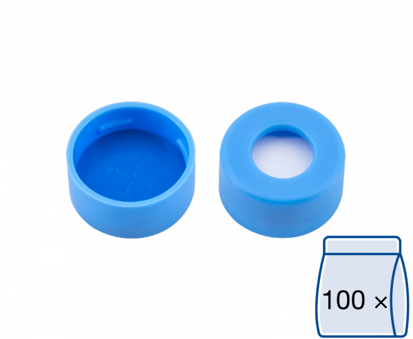 Snap ring closure, N 11,PE(soft),l.blue,c.hole,Sil.w./PTFE blue,cross-slit,1.0mm